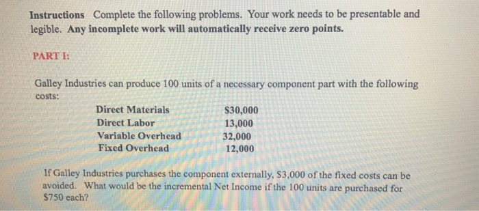 Solved Instructions Complete the following problems. Your | Chegg.com