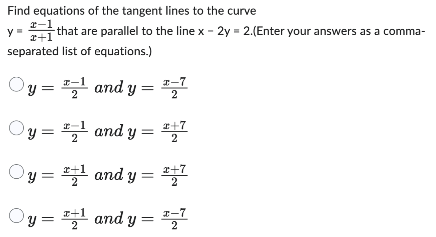 Solved Find equations of the tangent lines to the curve | Chegg.com