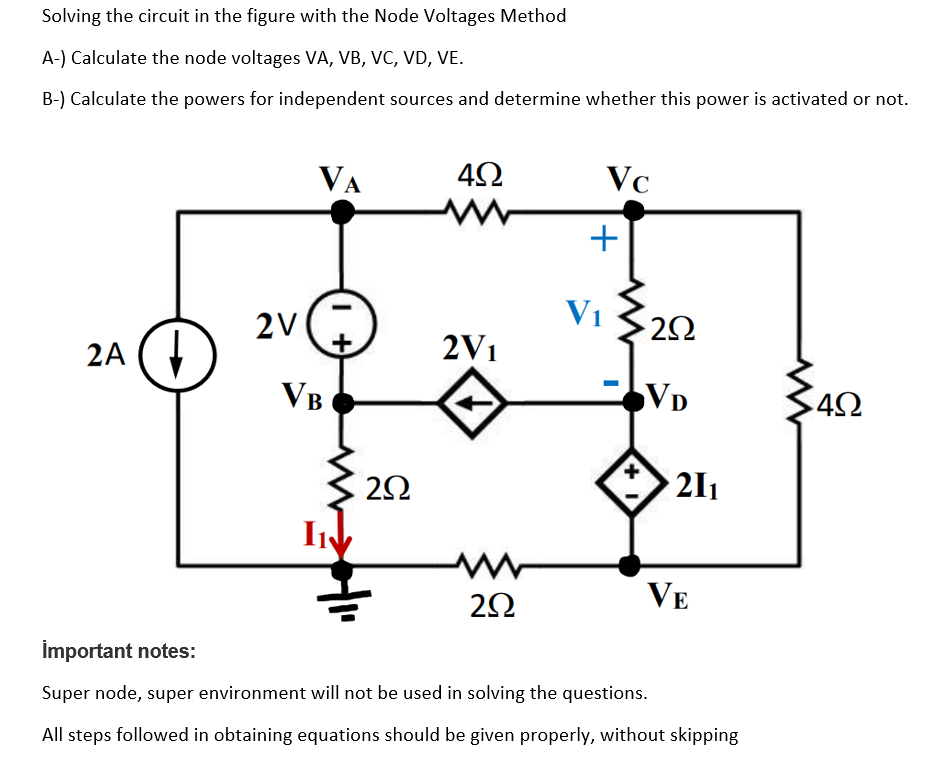 Solved Solving the circuit in the figure with the Node | Chegg.com