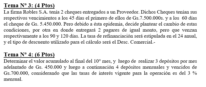 Tema \( N^{0} 3:(4 \) Ptos) La firma Robles S.A. tenía 2 cheques entregados a un Proveedor. Dichos Cheques tenían sus respect