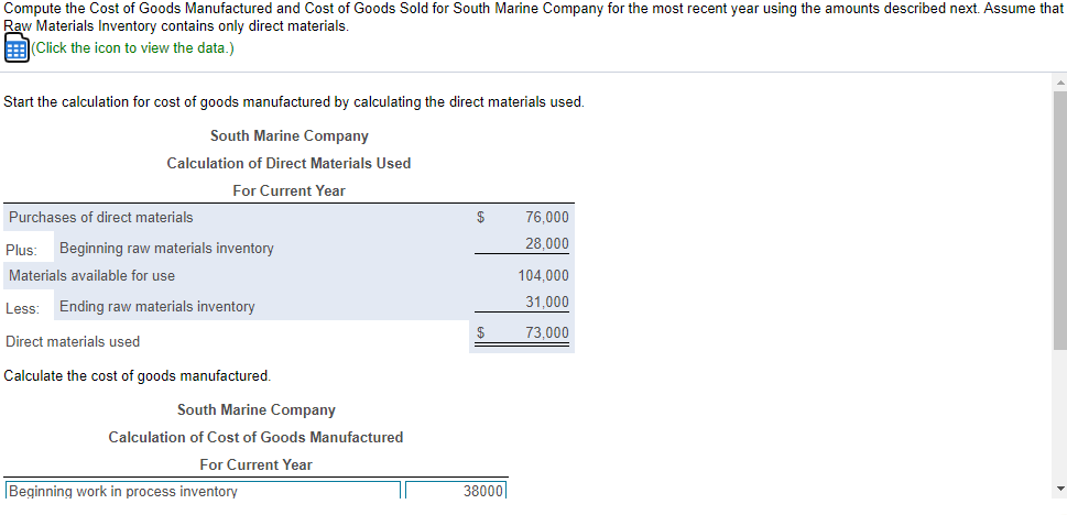 Solved Compute The Cost Of Goods Manufactured And Cost Of