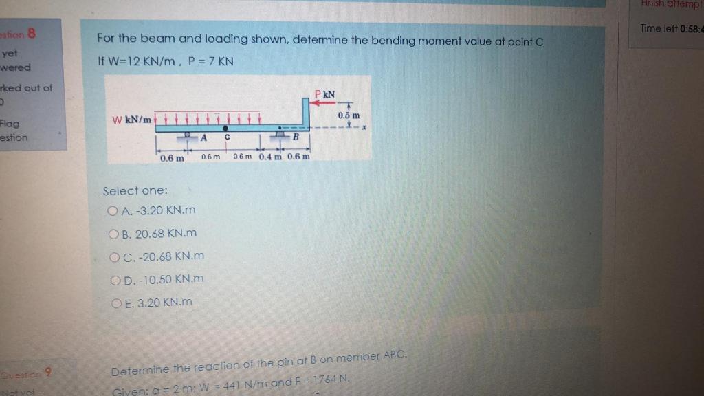 Solved Firsh attemp Time left 0:58:4 estion 8 yet wered For | Chegg.com