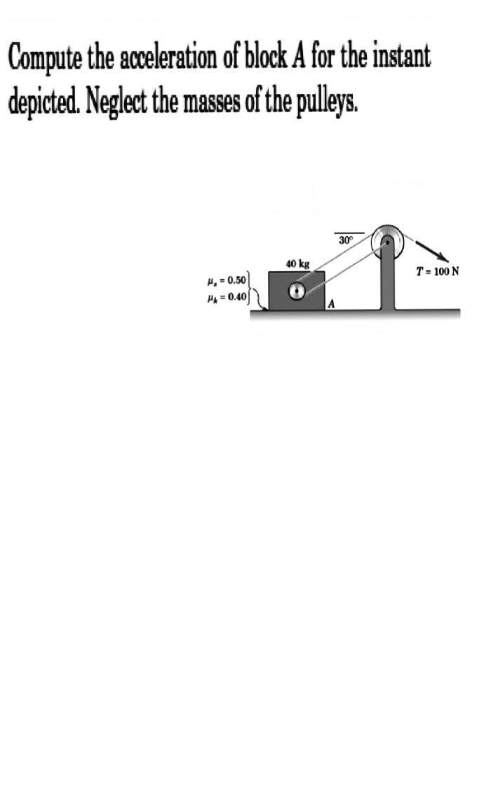 Solved Compute the acceleration of block A for the instant | Chegg.com