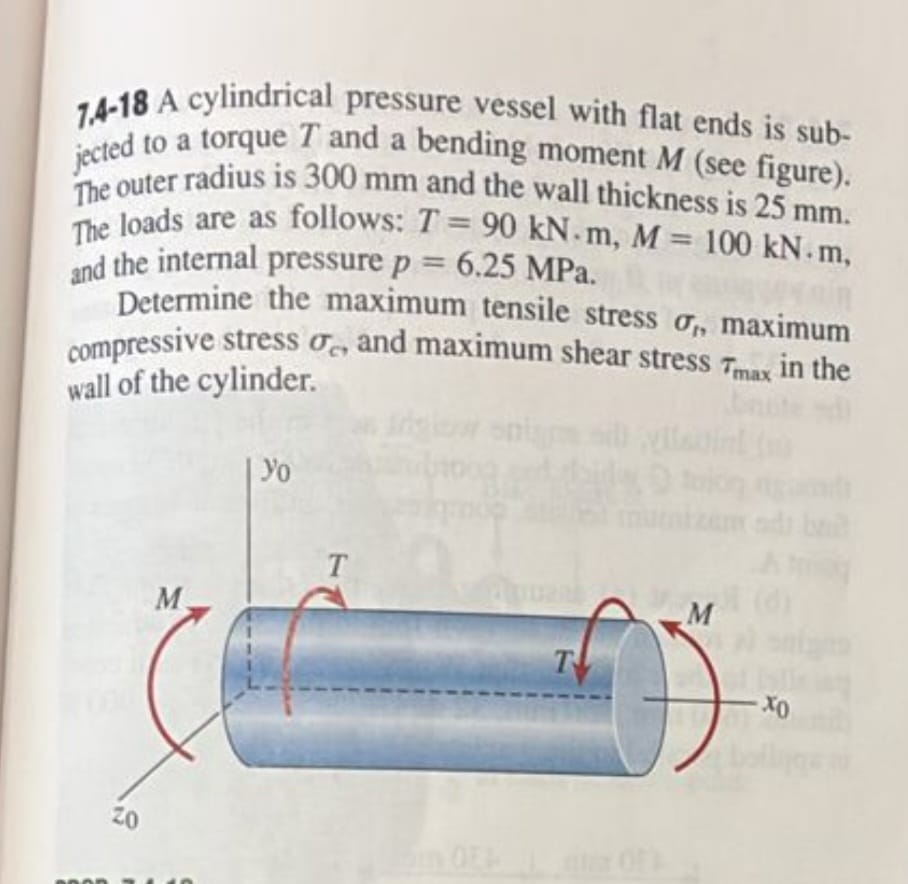 Solved 7 4 18 A Cylindrical Pressure Vessel With Flat Ends Chegg Com