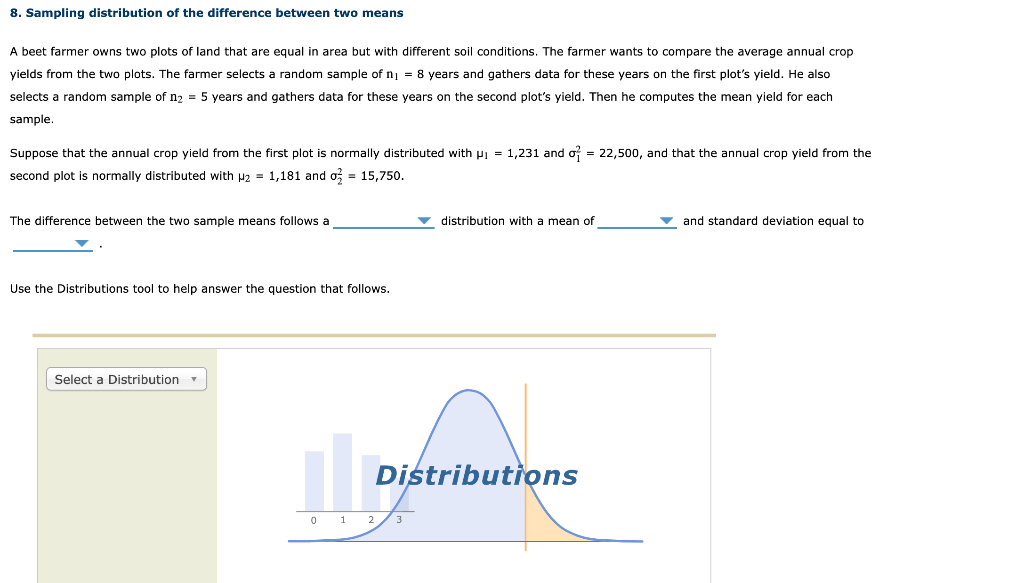 Solved 8. Sampling distribution of the difference between | Chegg.com