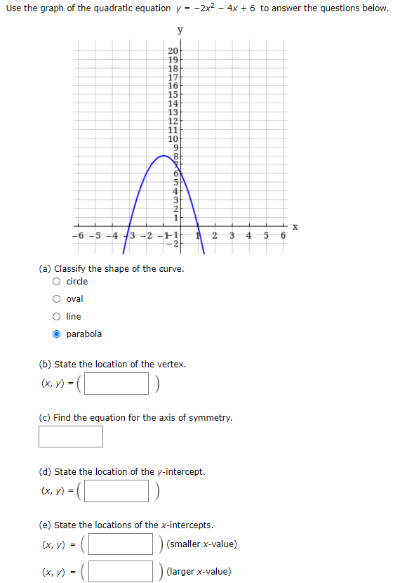 Solved Use The Graph Of The Quadratic Equation Y 2x2 4x Chegg Com