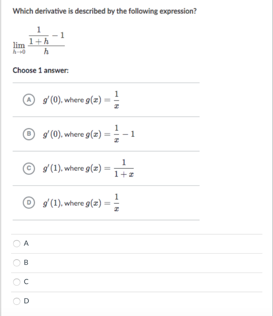 Solved Which Derivative Is Described By The Following Exp Chegg Com