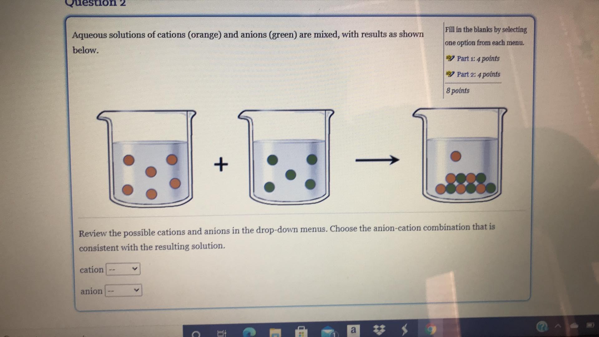 Solved Cation Options: NH4+, Li+, Na+, Ca2+ Anion Options: | Chegg.com