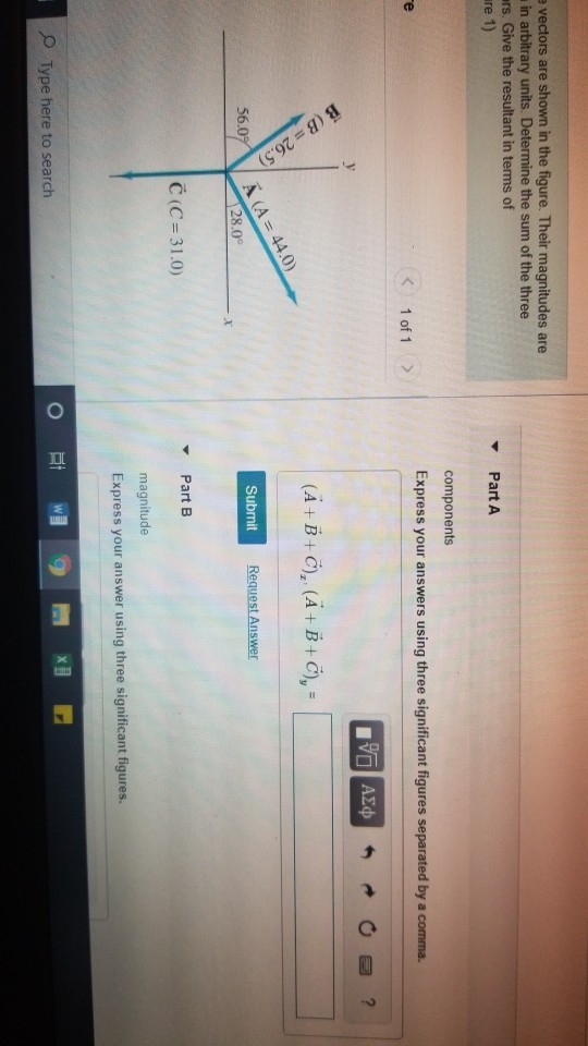 Solved Three vectors are shown in the figure. their | Chegg.com