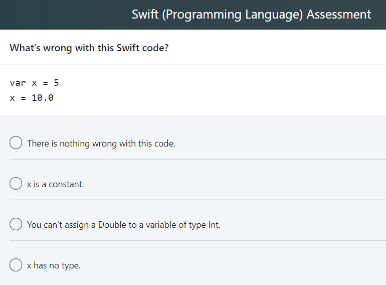 swift programming language quiz