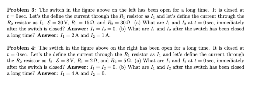 Solved Problem 3 The switch in the figure above on the left