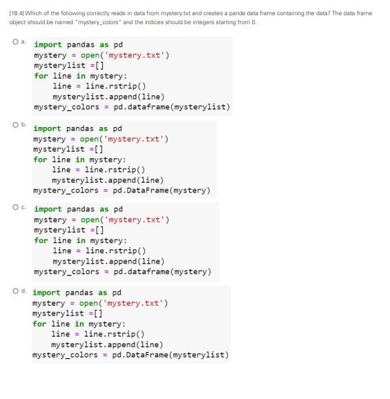 Solved [1B.4] Which of the following correctly tesds in data | Chegg.com