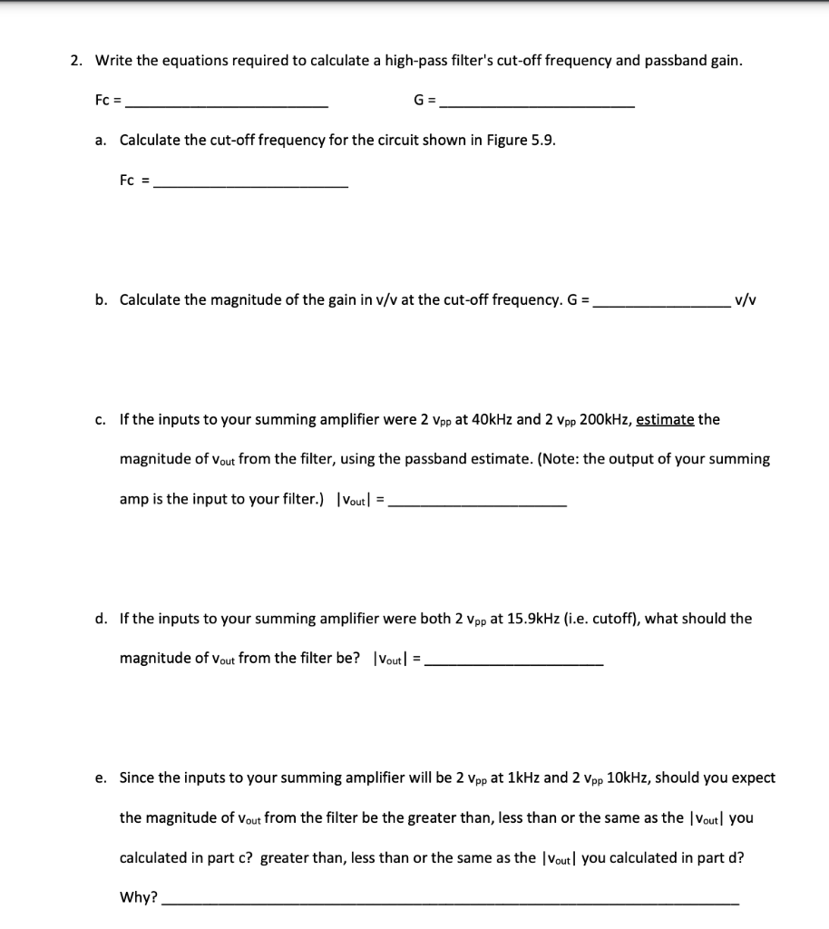 Solved 2. Write the equations required to calculate a | Chegg.com