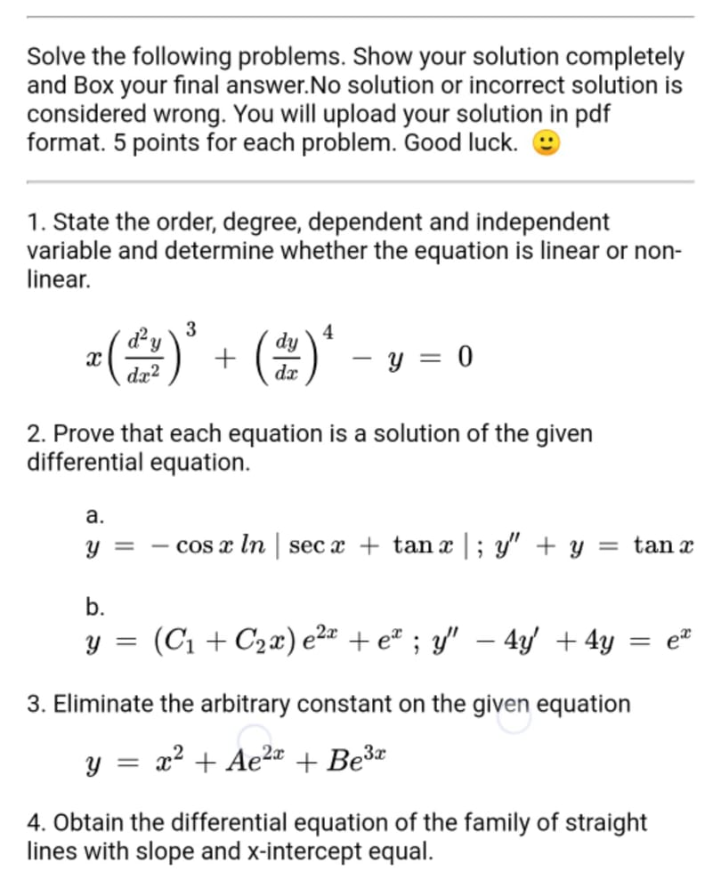 solve for the following problems