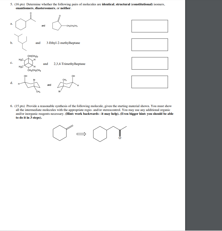 Solved 5. (16 pts) Determine whether the following pairs of | Chegg.com