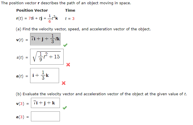 Solved The position vector r describes the path of an object | Chegg.com
