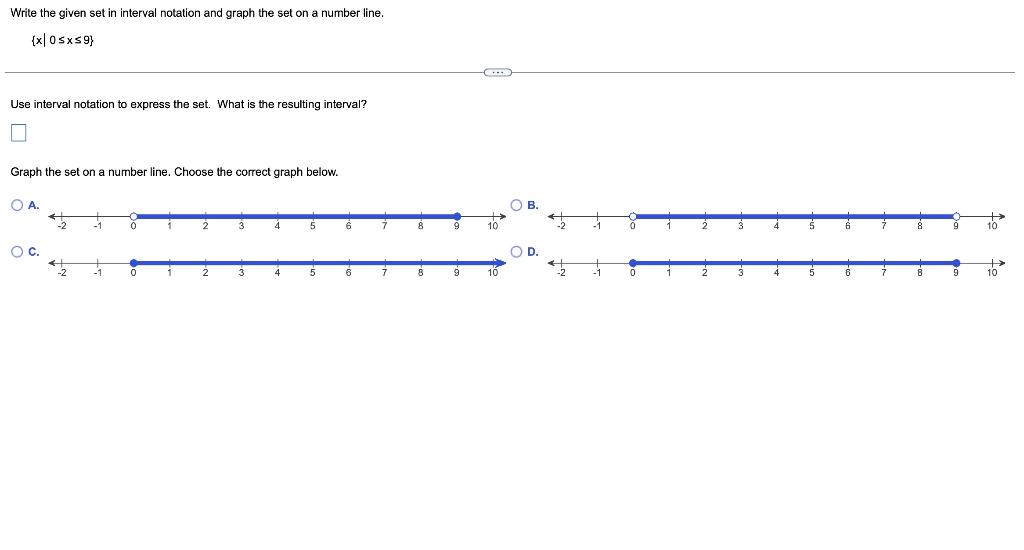 Solved Write the given set in interval notation and graph | Chegg.com