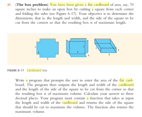 27. The box problem) You have been given a flat | Chegg.com