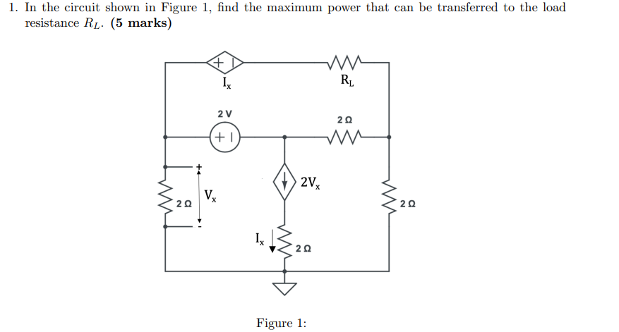 Solved 1. In the circuit shown in Figure 1, find the maximum | Chegg.com