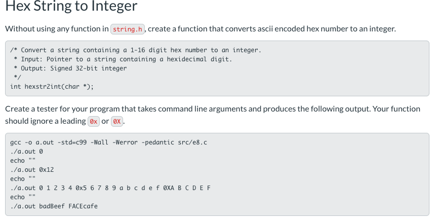 Solved Hex String To Integer Without Using Any Function In Chegg