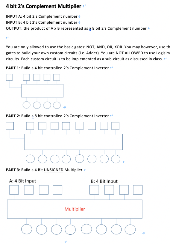 Solved 4 bit 2's Complement Multiplier INPUT A: 4 bit 2's | Chegg.com