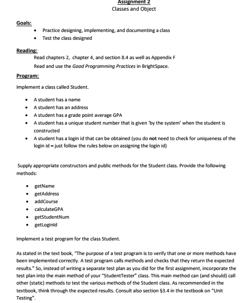 Solved Assignment 2 Classes and Object Goals: - Practice | Chegg.com