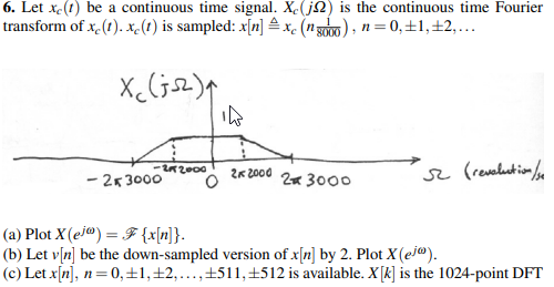 6. Let xc) be a continuous time signal. X (2) is the | Chegg.com