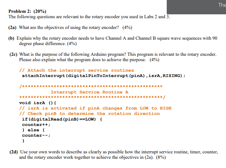Solved Problem 2: (20%) The following questions are relevant | Chegg.com