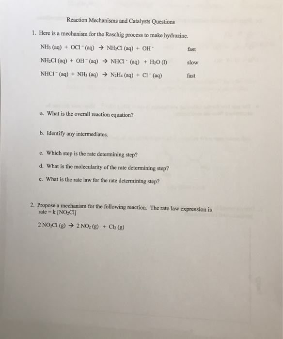 Solved Reaction Mechanisms and Catalysts Questions 1. Here