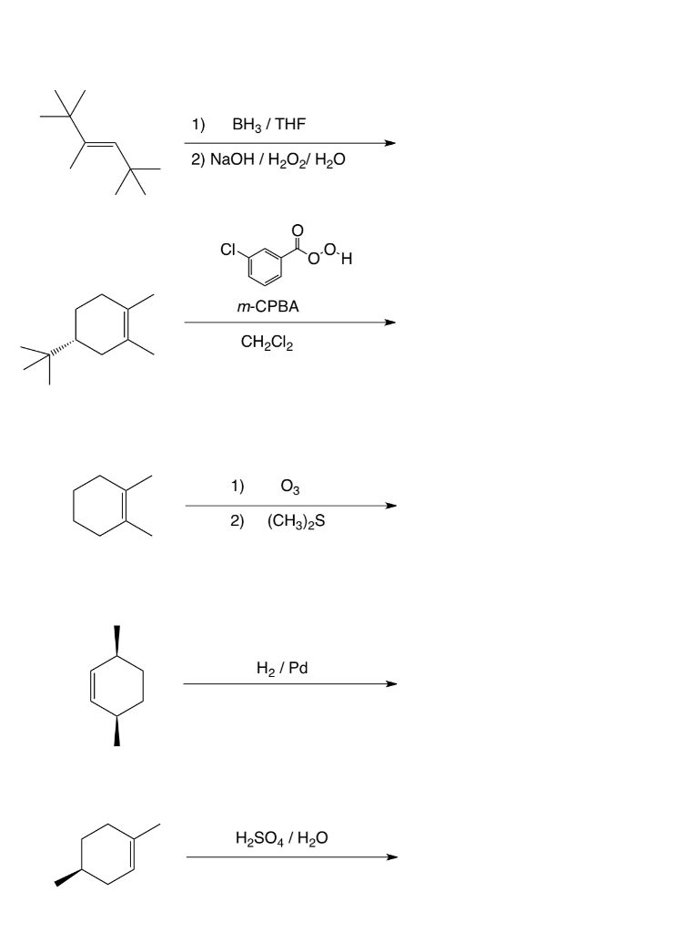 Solved 1) BH3 / THE 2) NaOH / H2O2 H2O ago m-CPBA ya CH2Cl2 | Chegg.com