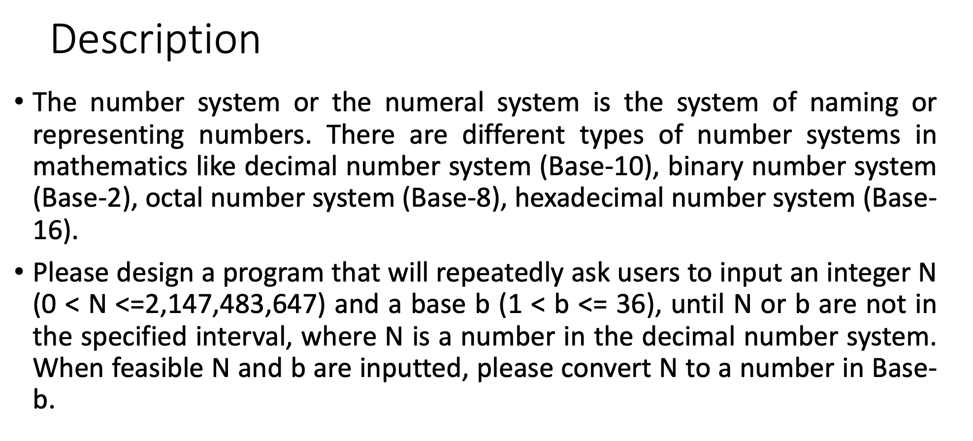 Solved Description . The number system or the numeral system | Chegg.com