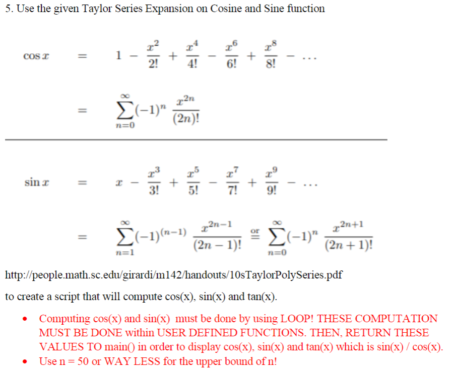 5. Use the given Taylor Series Expansion on Cosine | Chegg.com