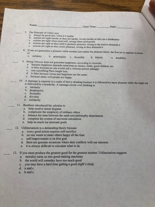 Solved Multiple Choice Identify the letter of the choice | Chegg.com