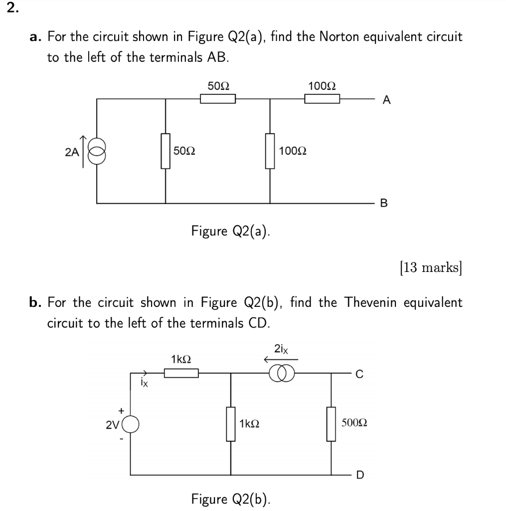 Solved 2. a. For the circuit shown in Figure Q2(a), find the | Chegg.com