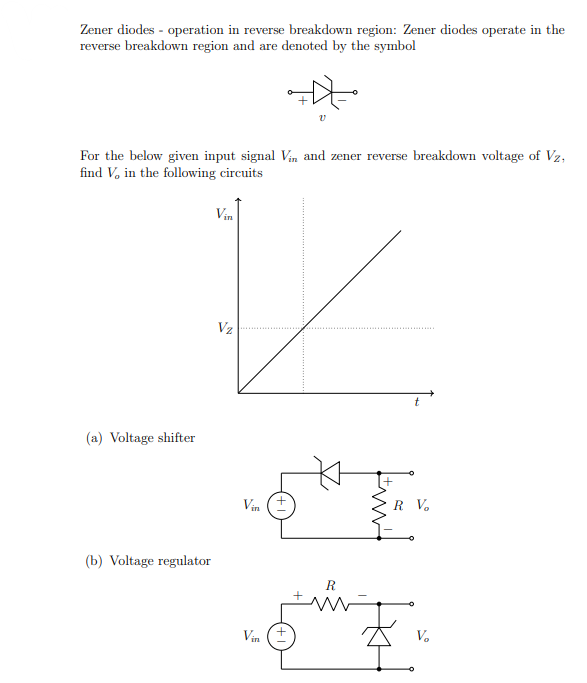 Solved Zener Diodes - Operation In Reverse Breakdown Region: | Chegg.com