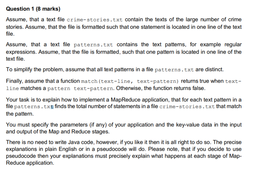 Solved Question 1 (8 marks) Assume, that a text file | Chegg.com