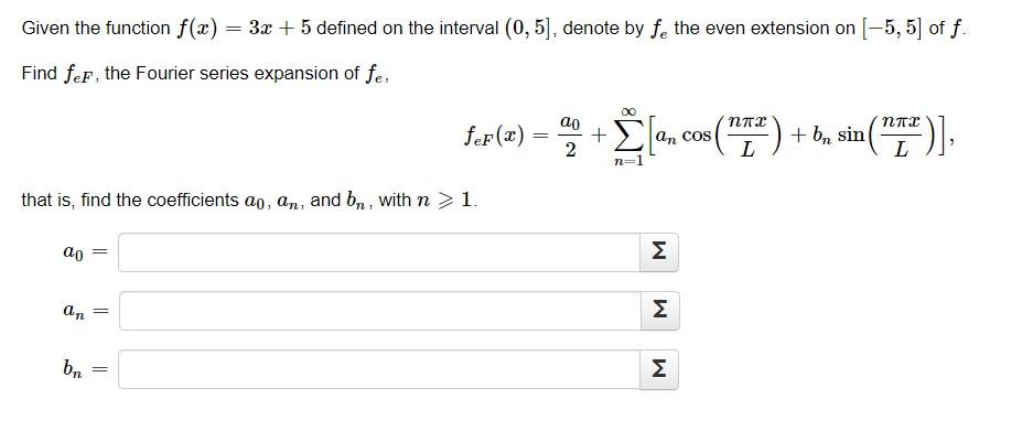 Solved Given the function f(x) = 3x + 5 defined on the | Chegg.com