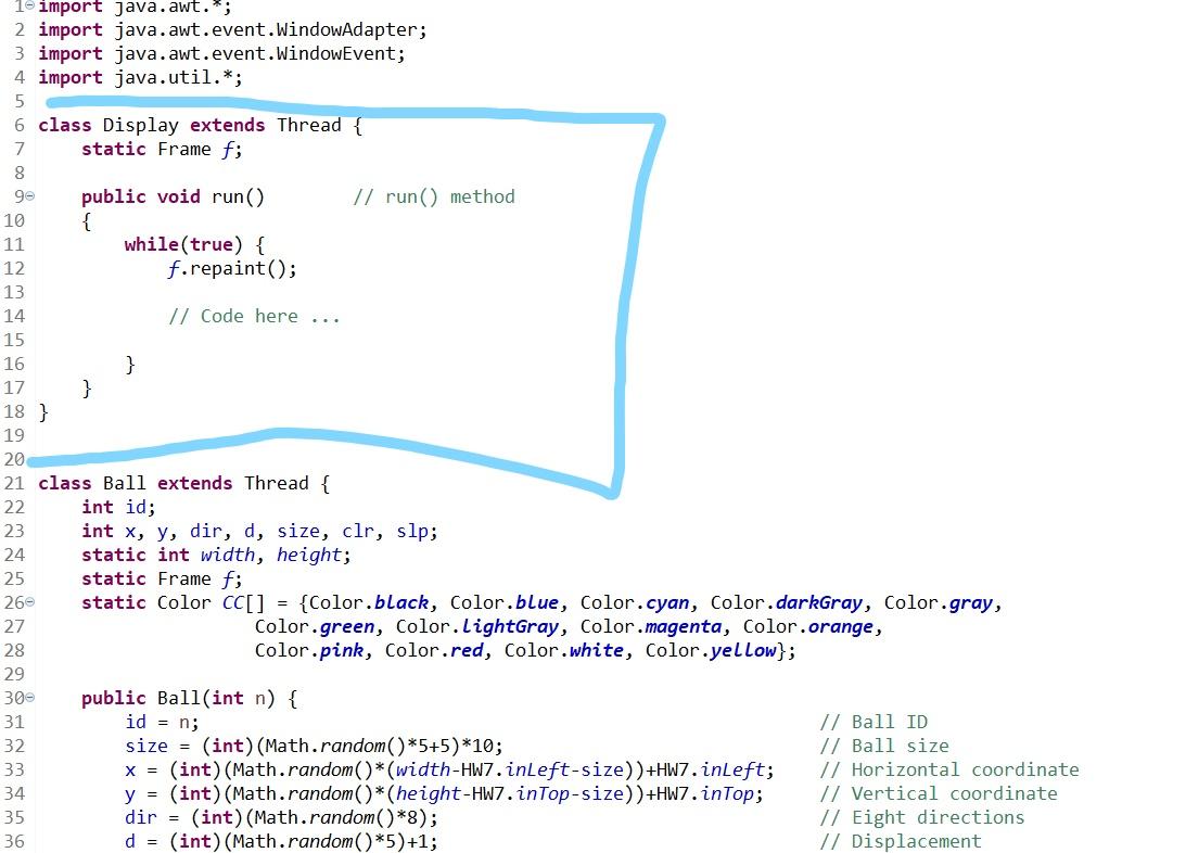 Solved Ball bouncing in java program. I would need help for | Chegg.com