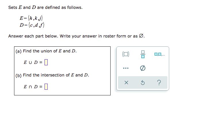 Solved Sets E And D Are Defined As Follows E H K J D Chegg Com