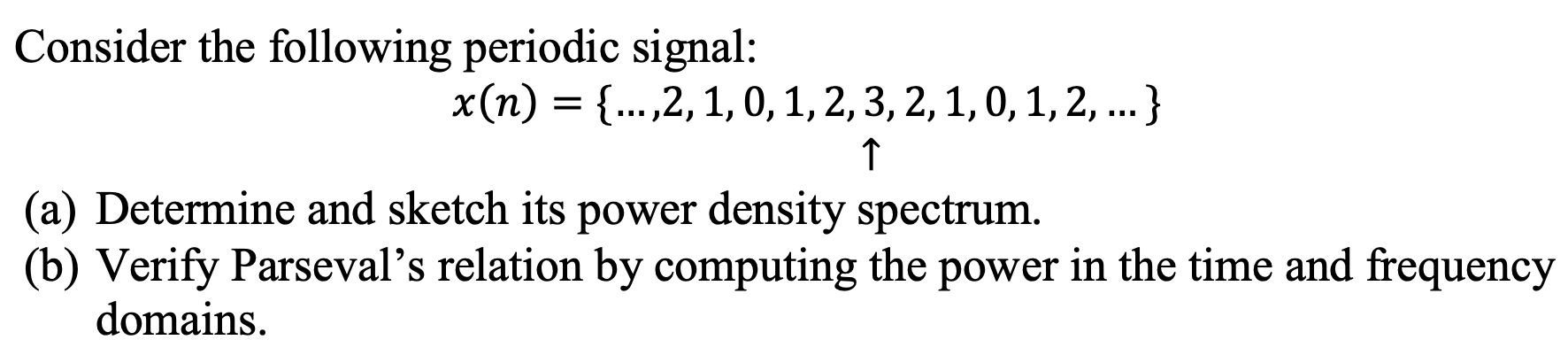 Solved = Consider the following periodic signal: x(n) = | Chegg.com