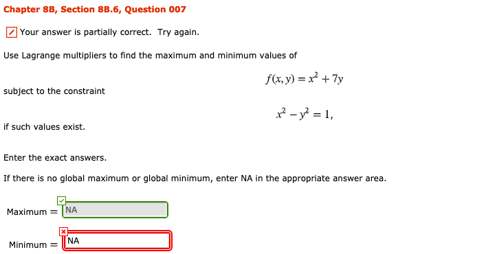 Solved Chapter 8B, Section 8B.6, Question 007 Your answer is | Chegg.com