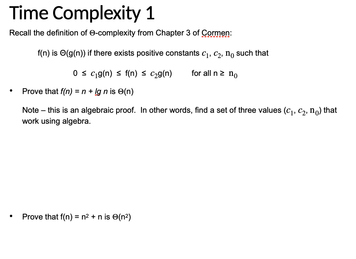 Solved Recall the definition of Θ-complexity from Chapter 3 | Chegg.com