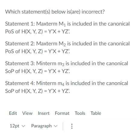 Solved Which statement(s) below is(are) incorrect? Statement | Chegg.com