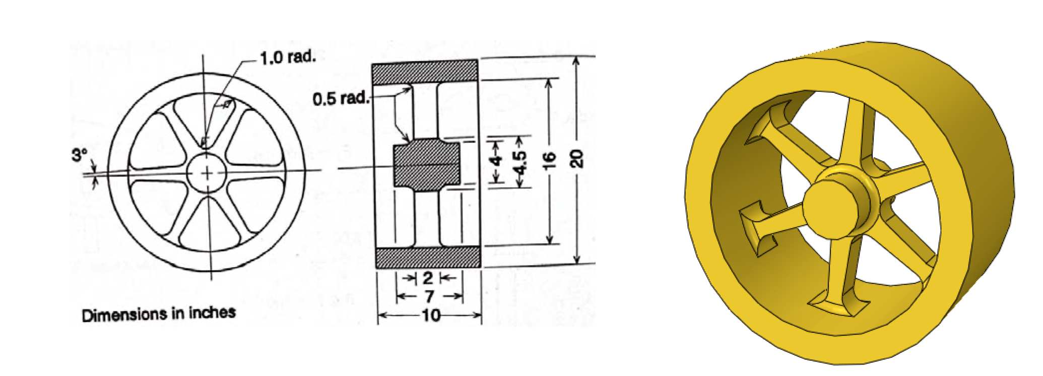 Solved 2) Design of a flywheel is shown in the figure. It is | Chegg.com
