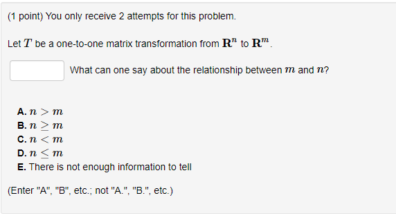 Solved (1 point) You only receive 2 attempts for this | Chegg.com