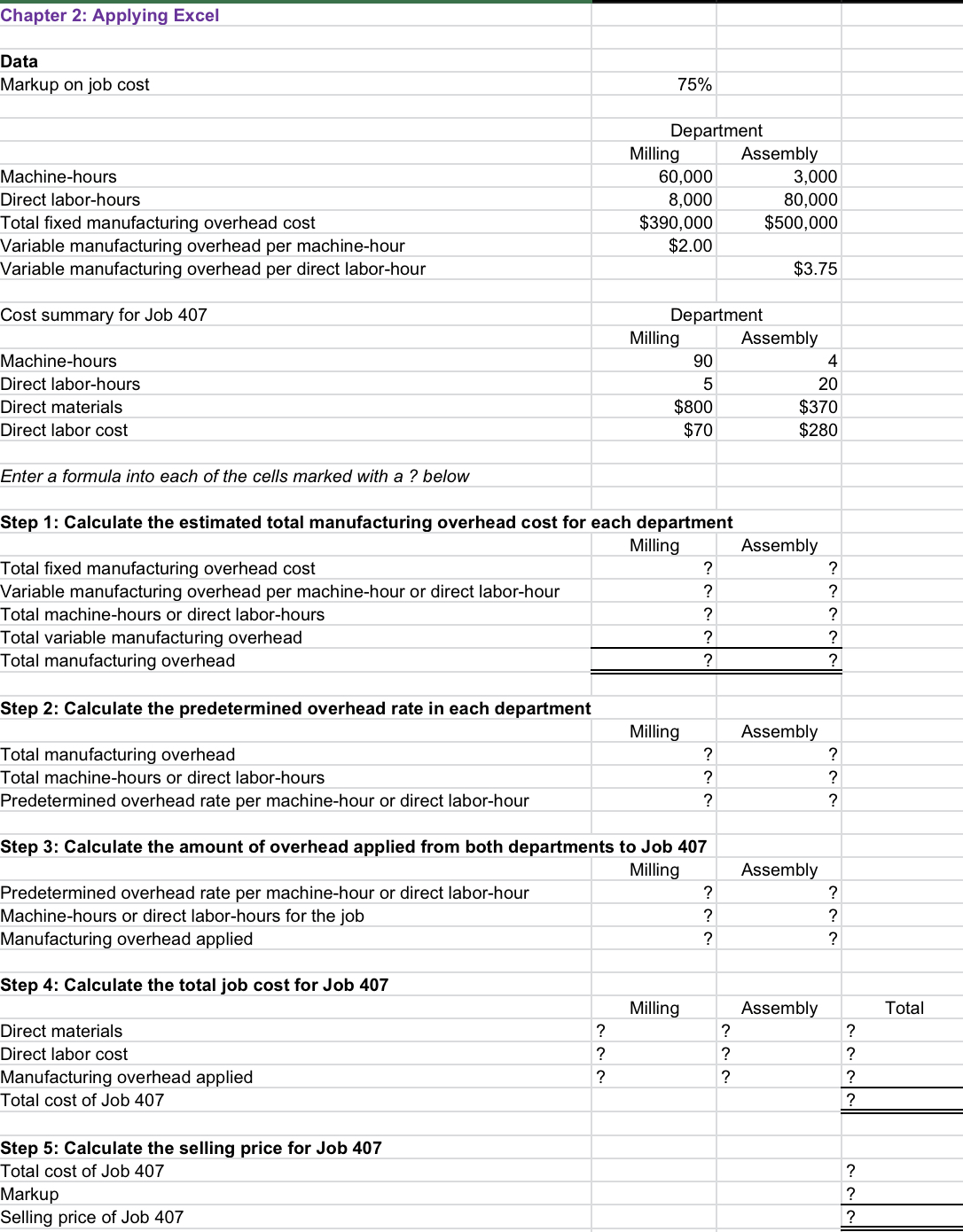 Solved 2. Change the total fixed manufacturing overhead cost | Chegg.com