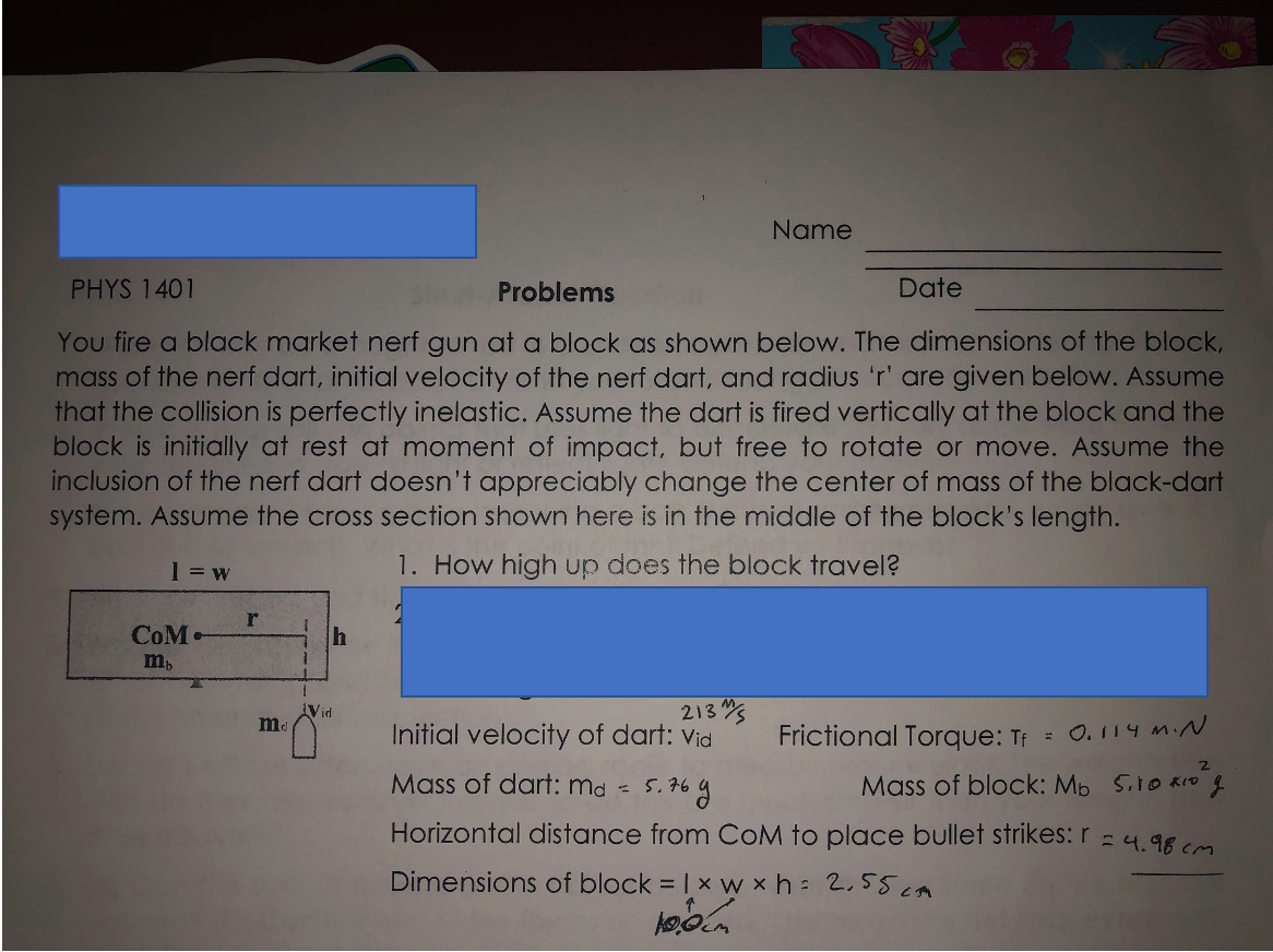 Solved Name PHYS 1401 Problems Date You fire a black market | Chegg.com