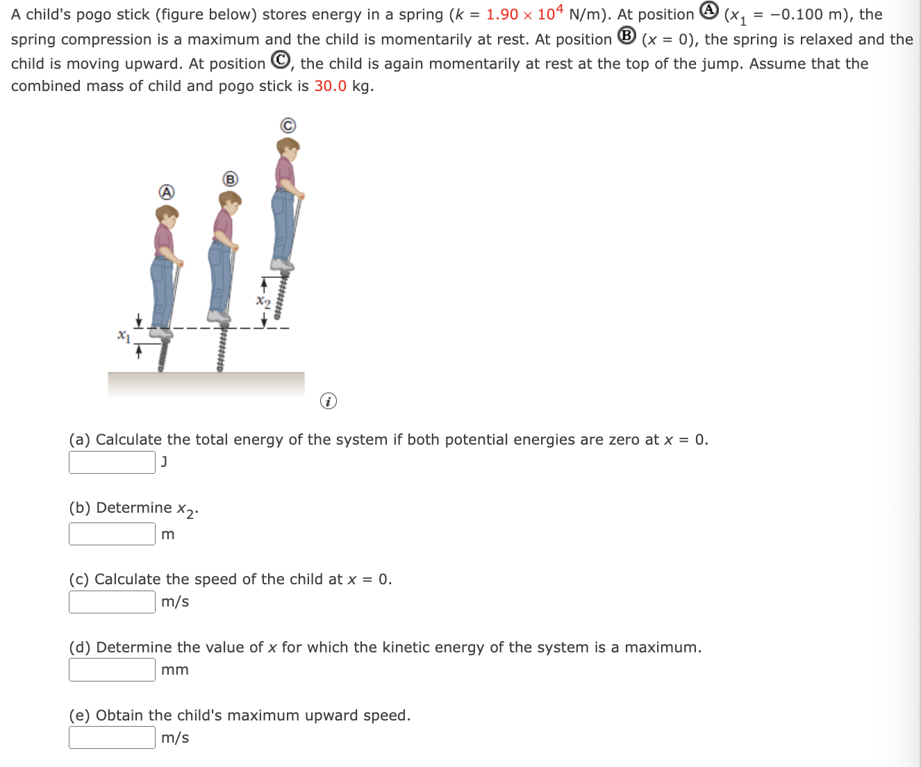 Solved A child's pogo stick (figure below) stores energy in