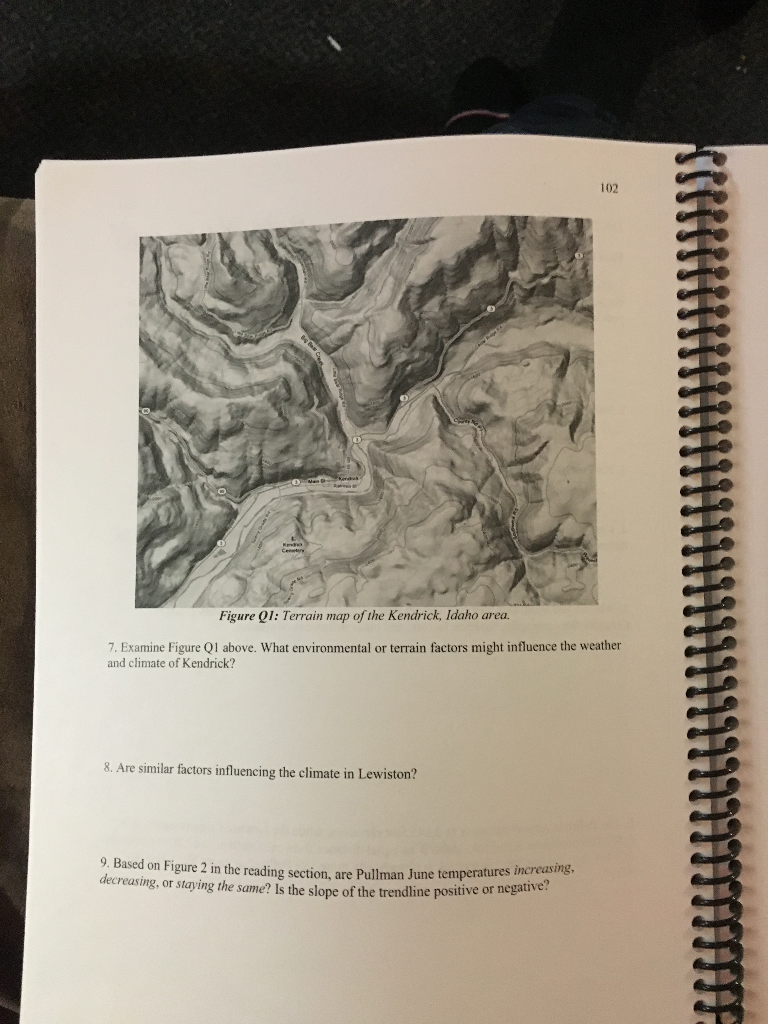 102 Figure 01 Terrain map of the Kendrick, Idaho