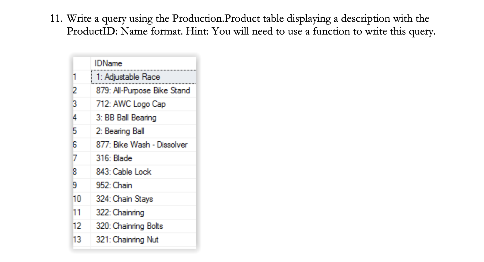 Solved 11 Write A Query Using The Productionproduct Ta